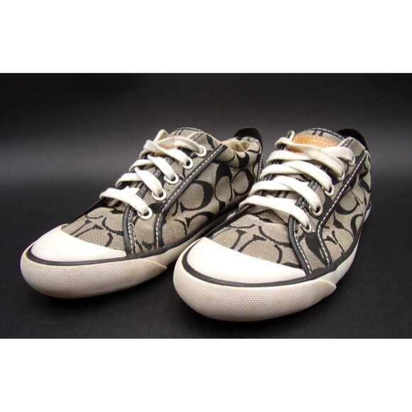 Coach Shoes - Coach Shoes Womens 5B Barrett Sneakers Black Logo Design F0007/J10